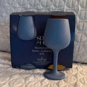 SDS Blue Silicone Stemmed Wine Goblets